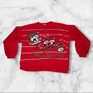 Vintage Christmas Sweater With Pandas
